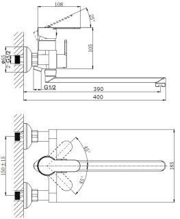 Смеситель для ванны с длинным поворотным изливом RUSH Tenerife (TE2835-51)